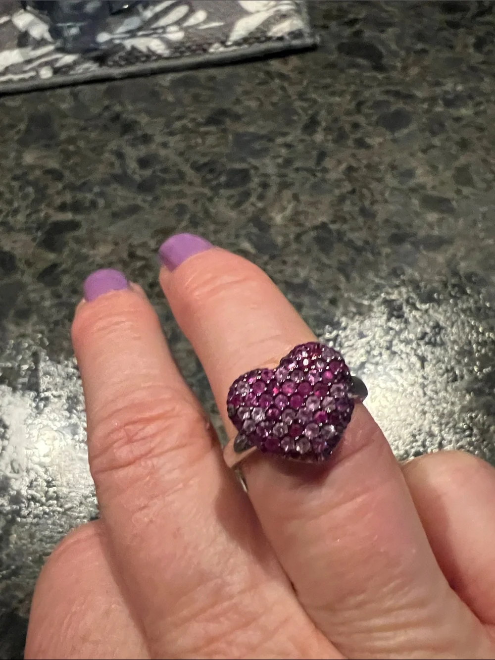 EFFY Pink Sapphire Heart Ring Sterling Silver Cluster Ring Size 7 Fine Jewelry